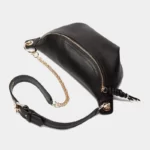 Sac Banane Bandoulière Femme Cuir Genium Leather Noir Grainé