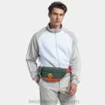 Sac Banane Homme Tendance vert et orange à la taille