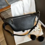 Sac Banane XXL Femme Cuir noir poche arrière