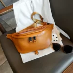 Sac Banane XXL Femme Cuir véritable grainé Marron