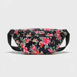 grand sac banane femme noir fleuri japonais