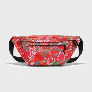 grand sac banane femme rouge fleuri japonais