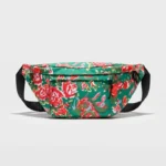 grand sac banane femme vert bleu fleuri japonais