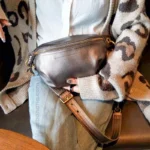 sac banane bandoulière femme cuir grainé or rose