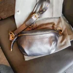 sac banane bandoulière femme cuir grainé cuivre