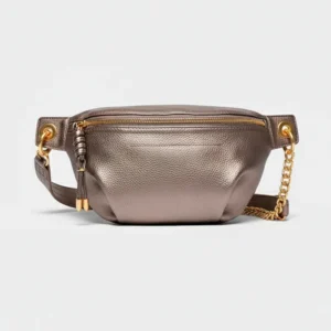 sac banane bandoulière femme cuir grainé couleur bronze cuivré rose doré