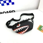 sac banane enfant garçon requin noir avec peinture d'avion de chasse