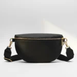 sac banane femme chic simili cuir grainé noir