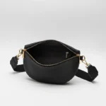 sac banane femme chic simili cuir grainé noir poche zippée intérieure