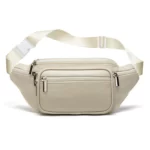 sac banane femme cuir blanc 7 poches