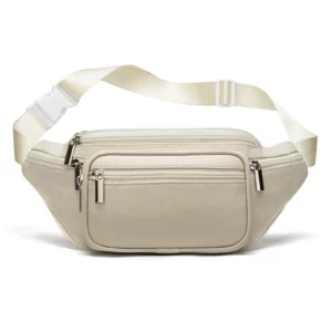 sac banane femme cuir blanc 7 poches