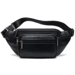 sac banane femme cuir Noir 7 poches