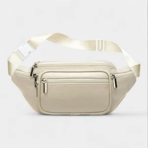 sac banane femme cuir blanc avec 6 poches
