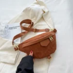 sac banane femme velours côtelé marron camel chic
