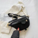 sac banane femme velours côtelé noir profond chic