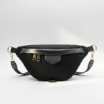 sac banane femme velours côtelé noir profond mat