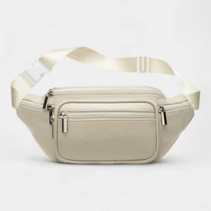 sac banane homme cuir blanc cassé crème 6 poches avant