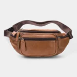 sac banane homme cuir marron clair 6 poches avant