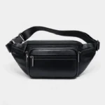 sac banane homme cuir noir 6 poches avant