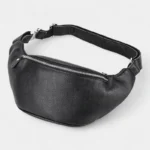 sac banane homme luxe taille standard en cuir grainé noir