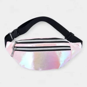 sac banane or rose avec la fermeture éclair argentée