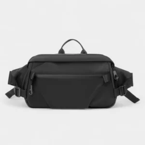 grand sac banane homme noir imperméable de face