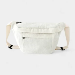 grand sac banane velours côtelé blanc