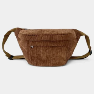 grand sac banane velours côtelé marron