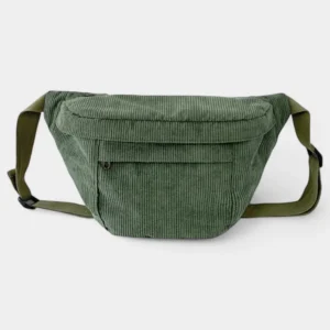 grand sac banane velours côtelé vert