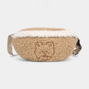 sac banane enfant moumoute marron en peluche douce sherpa