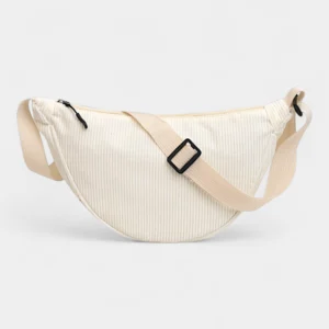 sac banane femme velours côtelé blanc cassé