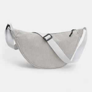 sac banane femme velours côtelé gris clair