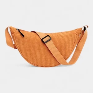 sac banane femme velours côtelé marron orange