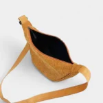 sac-banane-femme-velours-cotele-marron-orange-poche-ouverte sac banane femme velours côtelé marron orange grande poche ouverte