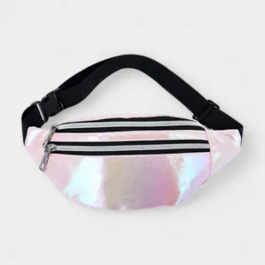 sac banane irisé rose poudré brillant