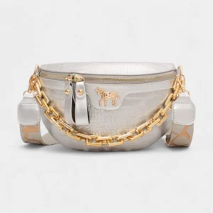 sac banane luxe argenté croco
