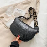 sac banane luxe noir arrière crocodile