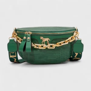 sac banane luxe vert sapin croco