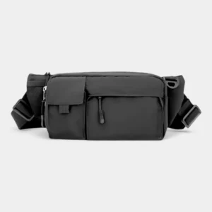 sac banane rectangulaire noir vue de face