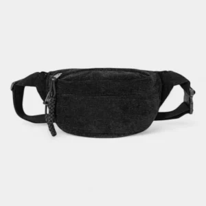sac banane velours côtelé noir de face