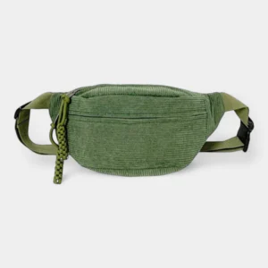 sac banane velours côtelé vert kaki de face