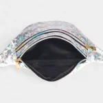 sac banane brillant argenté grande ppoche ouverte