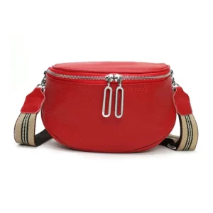 sac banane chic rouge cuir