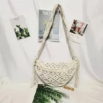 Sac Banane Crochet Blanc Nœuds