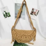 Sac Banane Crochet Marron Nœuds