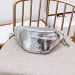 sac banane paillettes petits sequins argentés