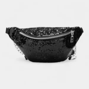 sac banane paillettes noires brillantes sequins