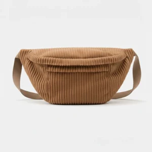 sac banane xl velours côtelé marron à grosses côtes bandes