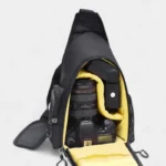 sac-photo-banane-noir-interieur-compartiment sac photo banane noir compartiment appareil photo et flash