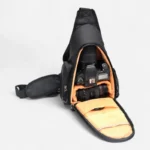 sac-photo-banane-noir-interieur-objectif-reflex sac photo banane noir compartiment appareil photo reflex et objectif